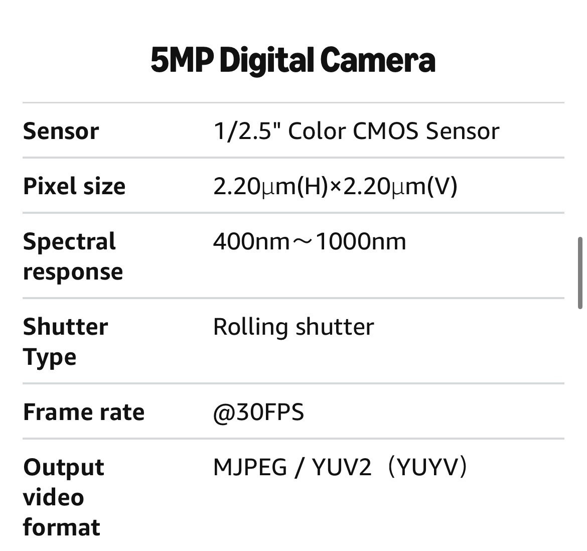5MP USB 2.0 Digital Camera, Still Images, WIN7/8/10/SP4/XP/VISTA Mac Linux