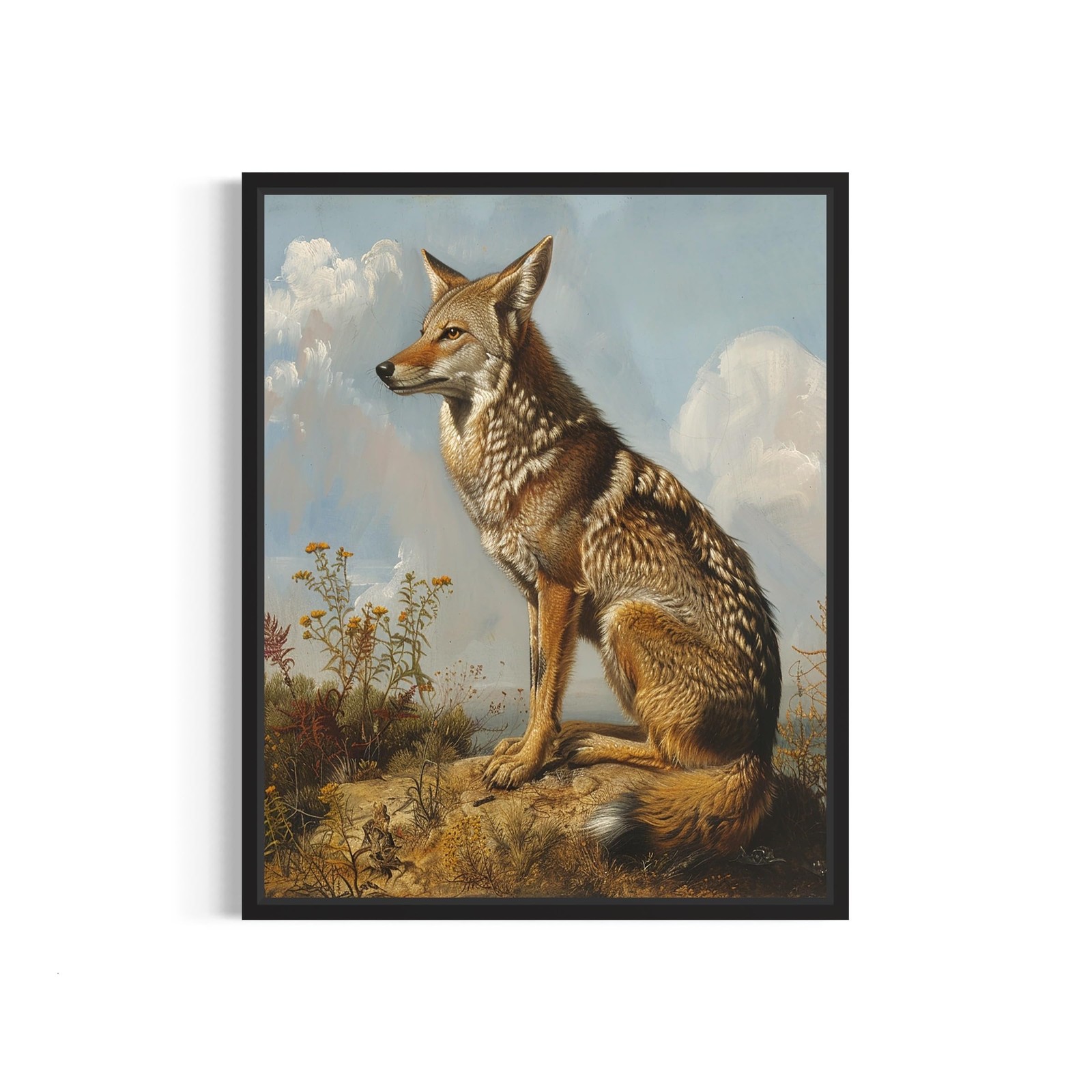 Coyote Vintage Poster Art Print, Retro Animal Decor 8 x 10 inches,