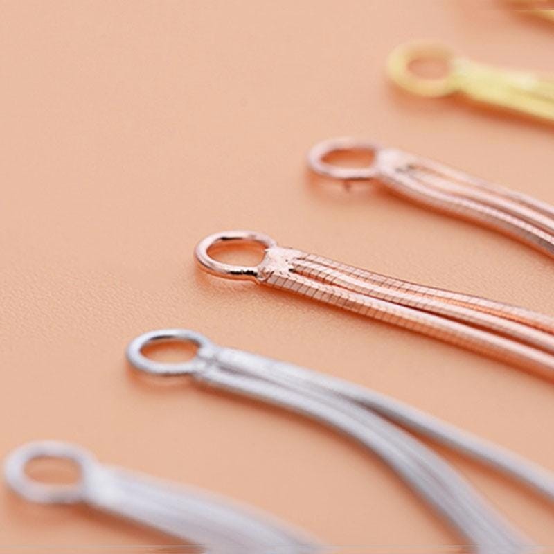 1 Pair Solid Silver Tassel Charm Pendant, S925 Charm Supply YXY02