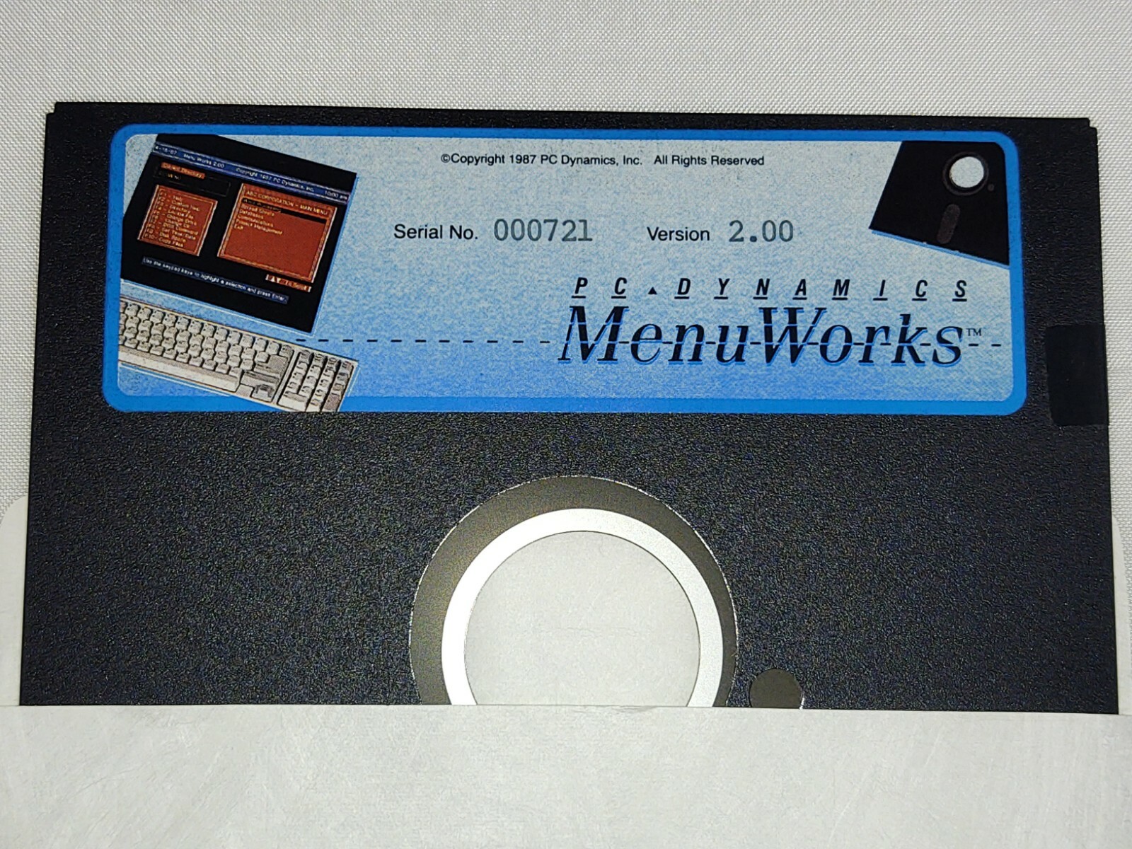 Vintage 1987 PC DYNAMICS Menu Works Version 2.0 Diskette Software Disk #000721