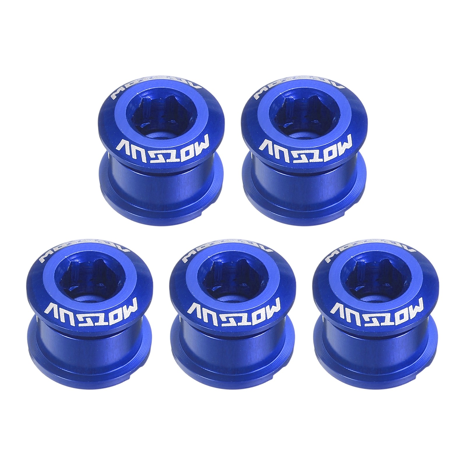 5pcs Single Chain Ring Bolts M8 Aluminum Alloy Bike Chainwheel Screws, Blue