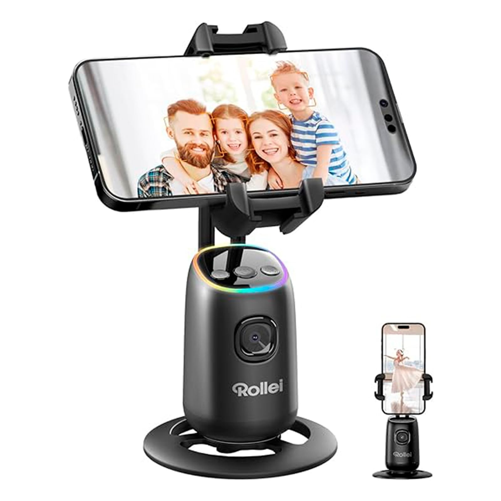 Rollei Auto Face Tracking Tripod, Desktop Smartphone Gimbal medium, Black