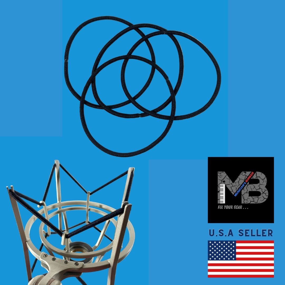 Black Elastic Replacement Band for MXL Microphone Shock Mount MXL-60 [4PCS]