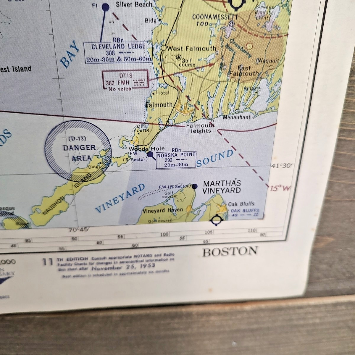 Local Aeronautical Chart Boston 1953 2 Sided Map Wright Bros Golden Anniversary