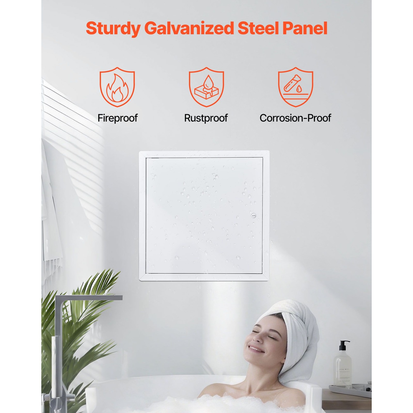 Galvanized Access Panel for Drywall/Ceiling — 15.2x15.2in, 14.4in Cutout, White