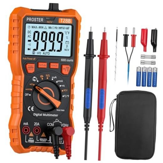 Digital Multimeter - TRMS Voltmeter Multimetro Auto 6000Counts-Pro Orange
