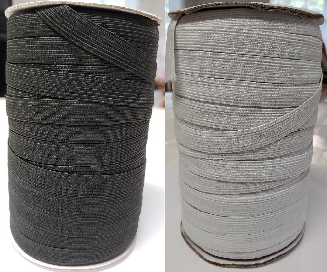 Elastic Band 1/2 Inch Width (12 mm) White/Black 5 to 10 yards for Mask Clothing