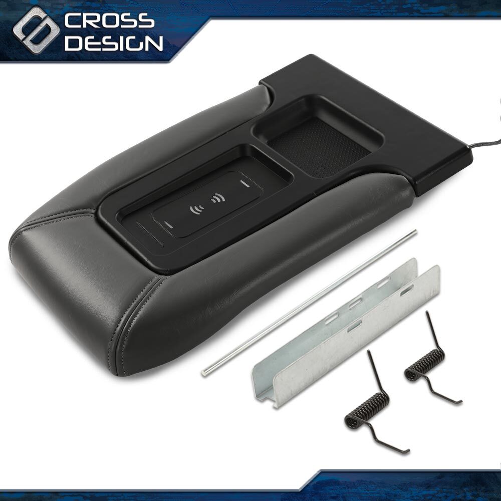 Gray Center Console Cover Fit For 99-07 Silverado Lid ArmRest Wireless Charging