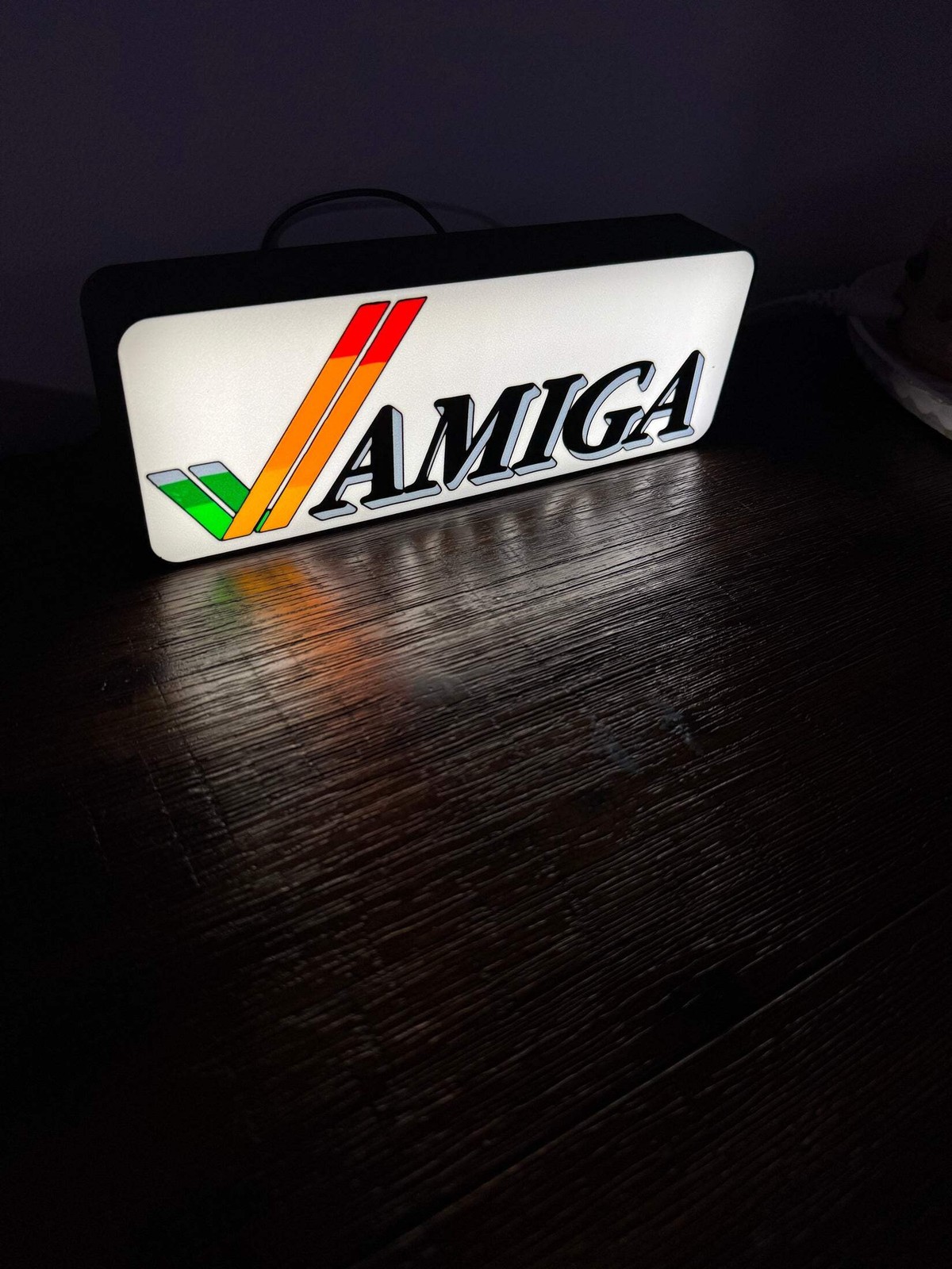 Commodore Amiga Logo & Word - LED Light up sign - Vintage Computing Wall Art