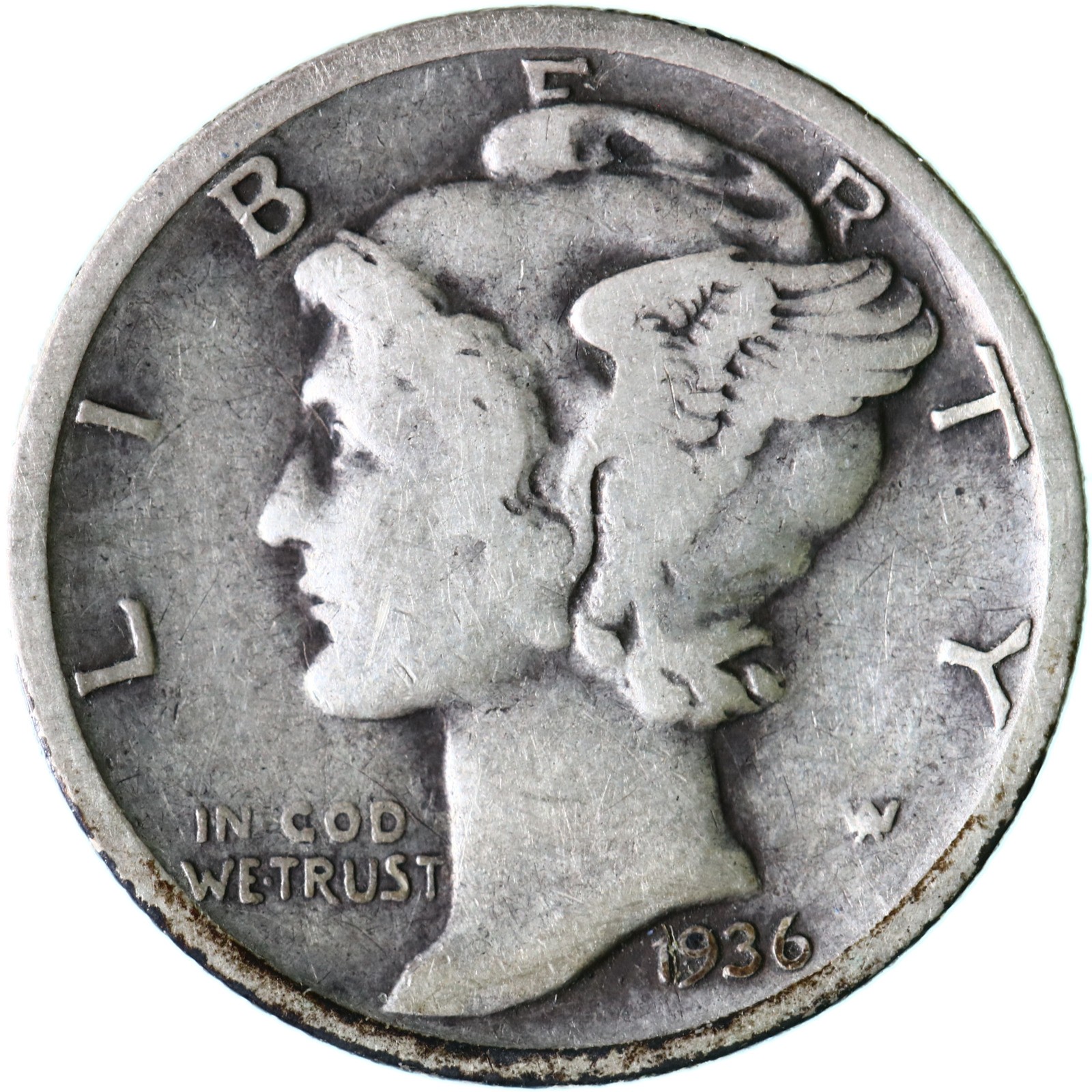 1936 S Mercury Dime 90% Silver Good GD