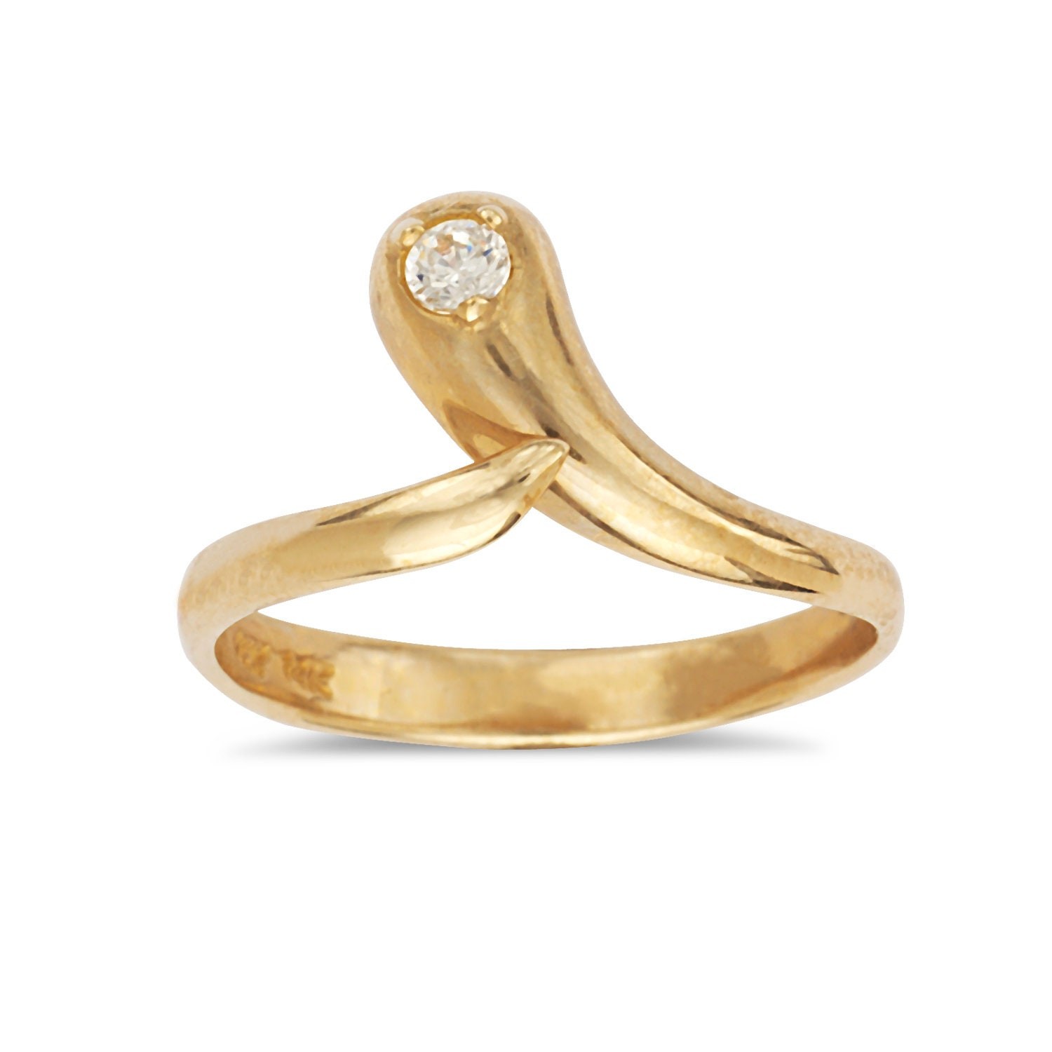 Sterling Silver or 10K Gold Adjustable CZ Simulated Diamond Snake Toe Ring -