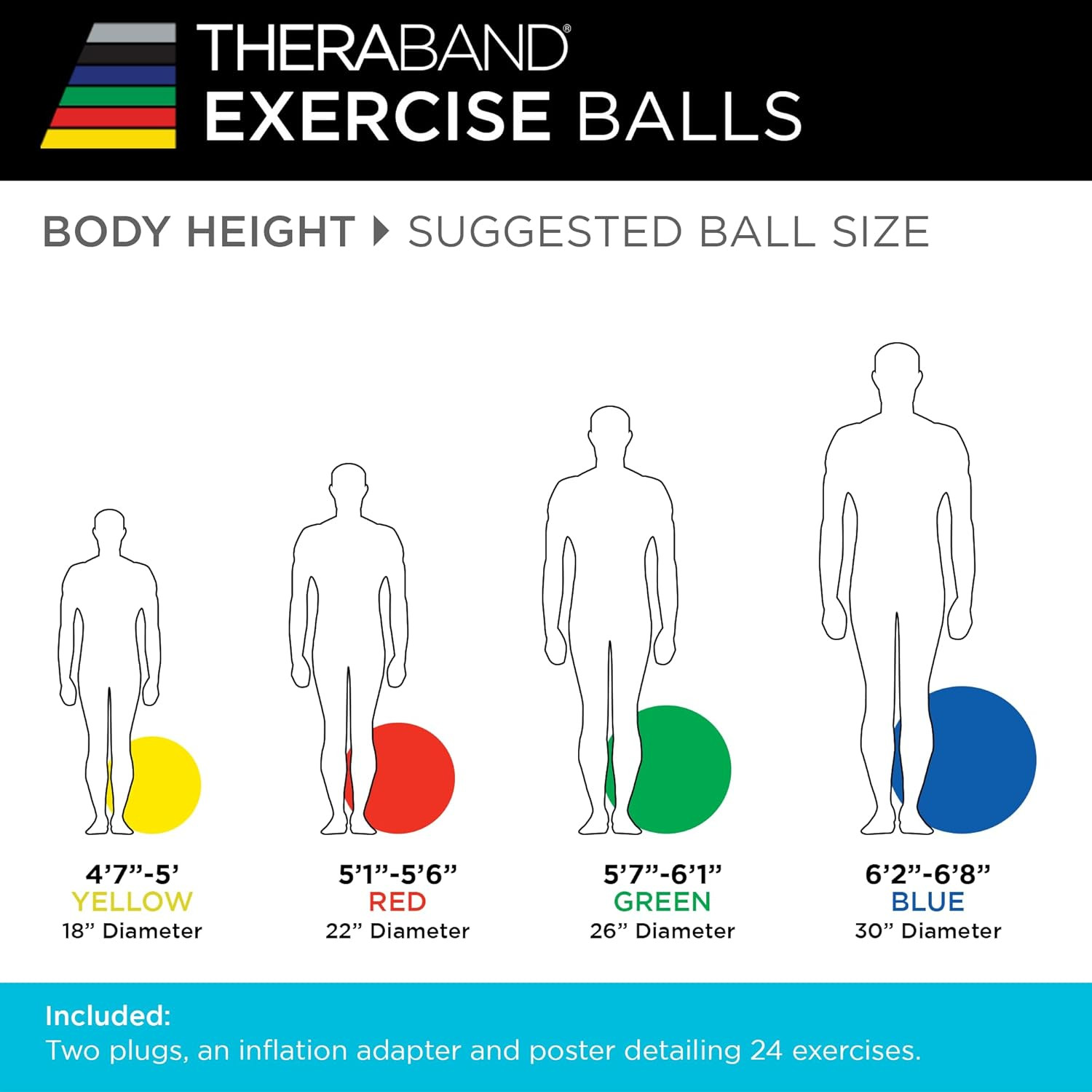 Pro Series Exercise Ball, 26" Green Stability Trainer for 5'7"–6'1" Users, Anti-