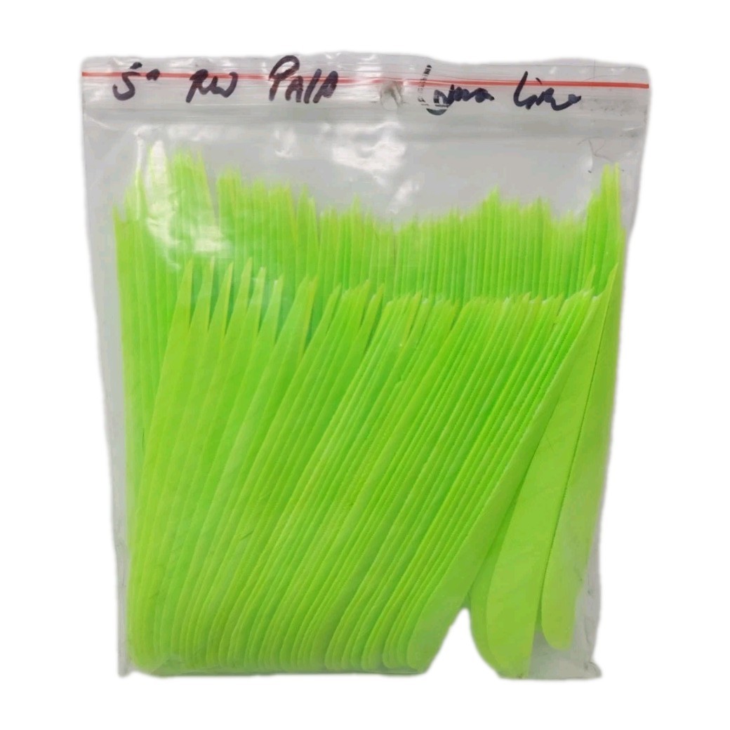 100pk Archery Arrow Feathers 5" Right Wing: Parabolic Lemon Lime Green