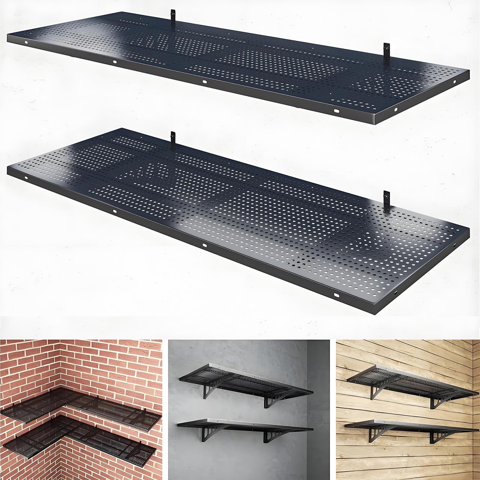 FIHUTED 2-Pack 40" x 20" Heavy Duty Garage Wall Shelving, 500 lbs Load Capacity-