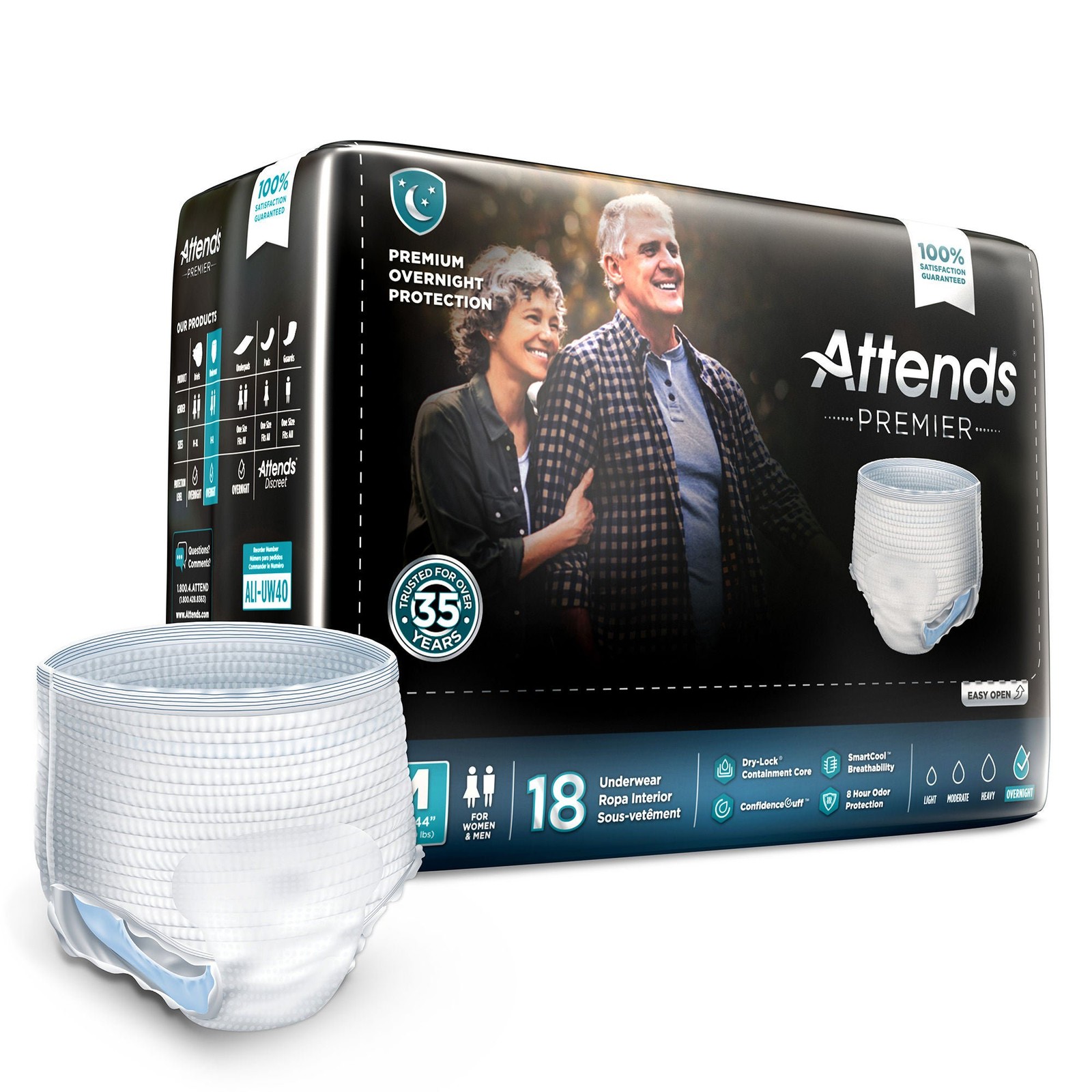 Attends Disposable Underwear Medium Overnight 18 Ct