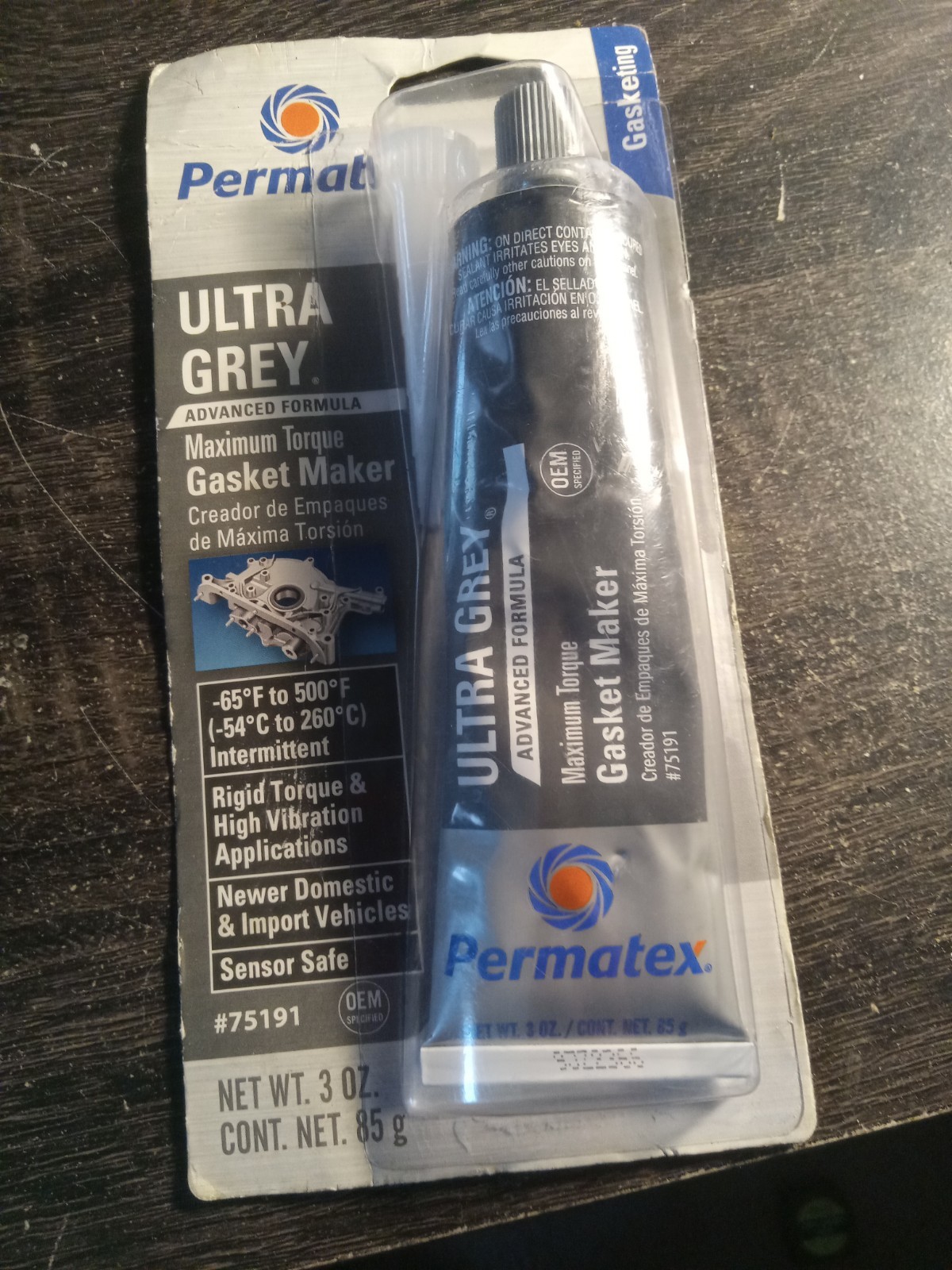 Permatex 75191 Ultra Grey Silicone Gasket Maker RTV 3.5 oz tubeHigh Torque Rigid