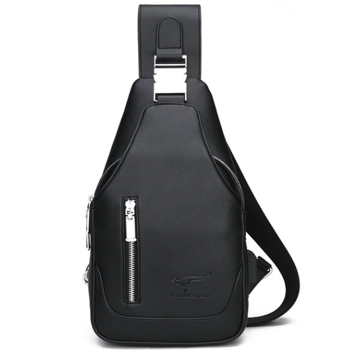 Mens PU Leather Sling Bags Chest Shoulder Crossbody Messenger Business Backpa...
