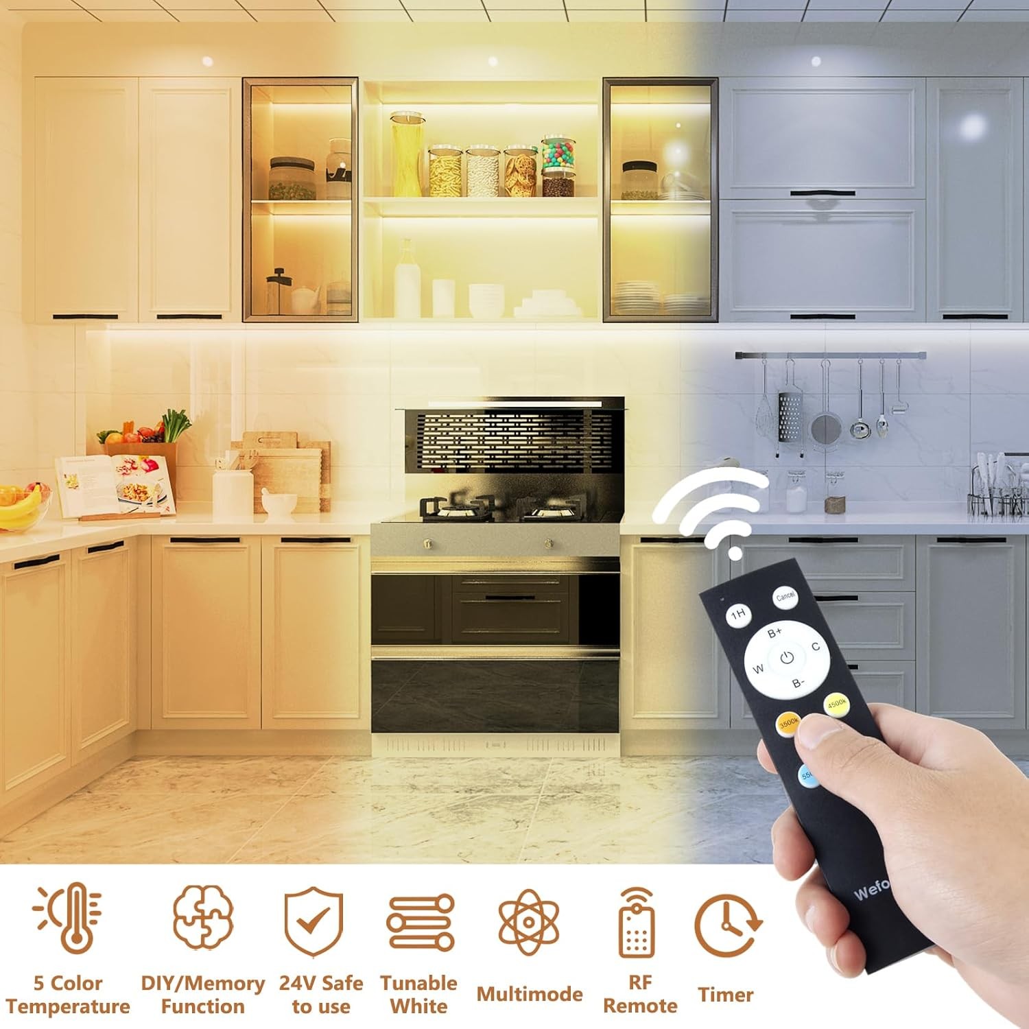 White LED Strip Lights, 100ft Dimmable Bright 24V Led Tape Light with Remote App
