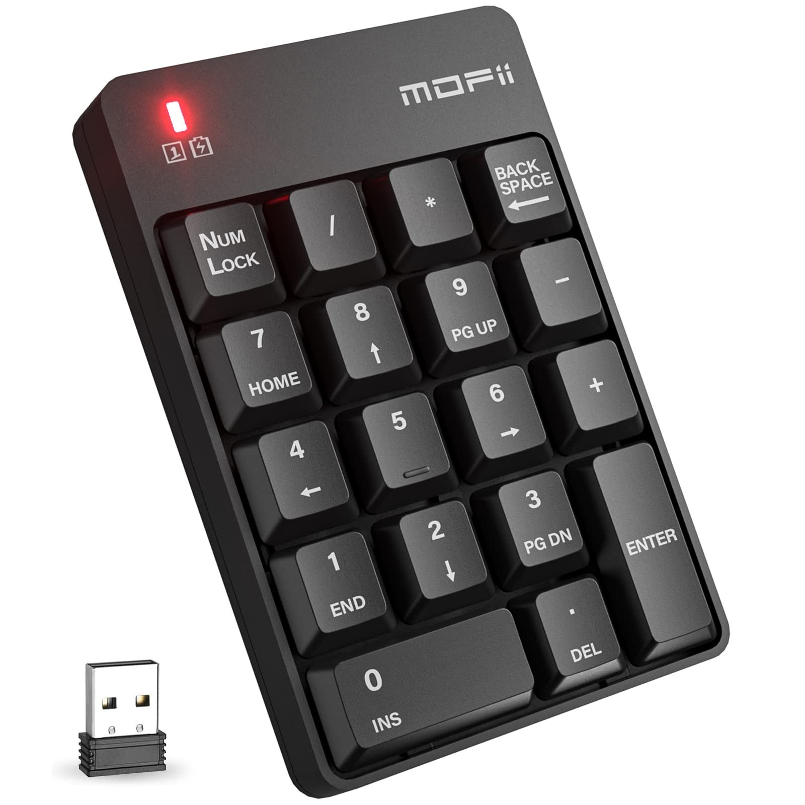 MOFII Number Pad - Black Wireless 2.4G Numeric Keypad Silent 19 Keys USB Keyp...