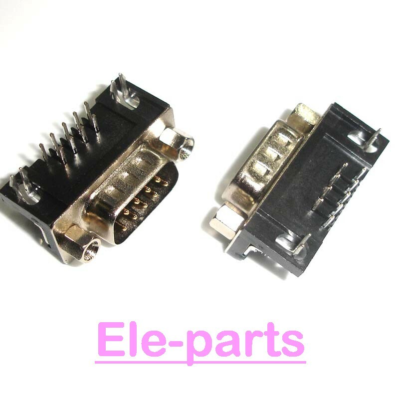 10 PCS Serial Port Connector RS232 DR9 9P Adapter Male 90-degree bent needle DB9