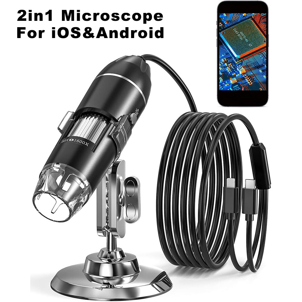 1600X Zoomin Microscope HD Handheld Desktop Camera for iOS iPhone 16/15/14 iPad