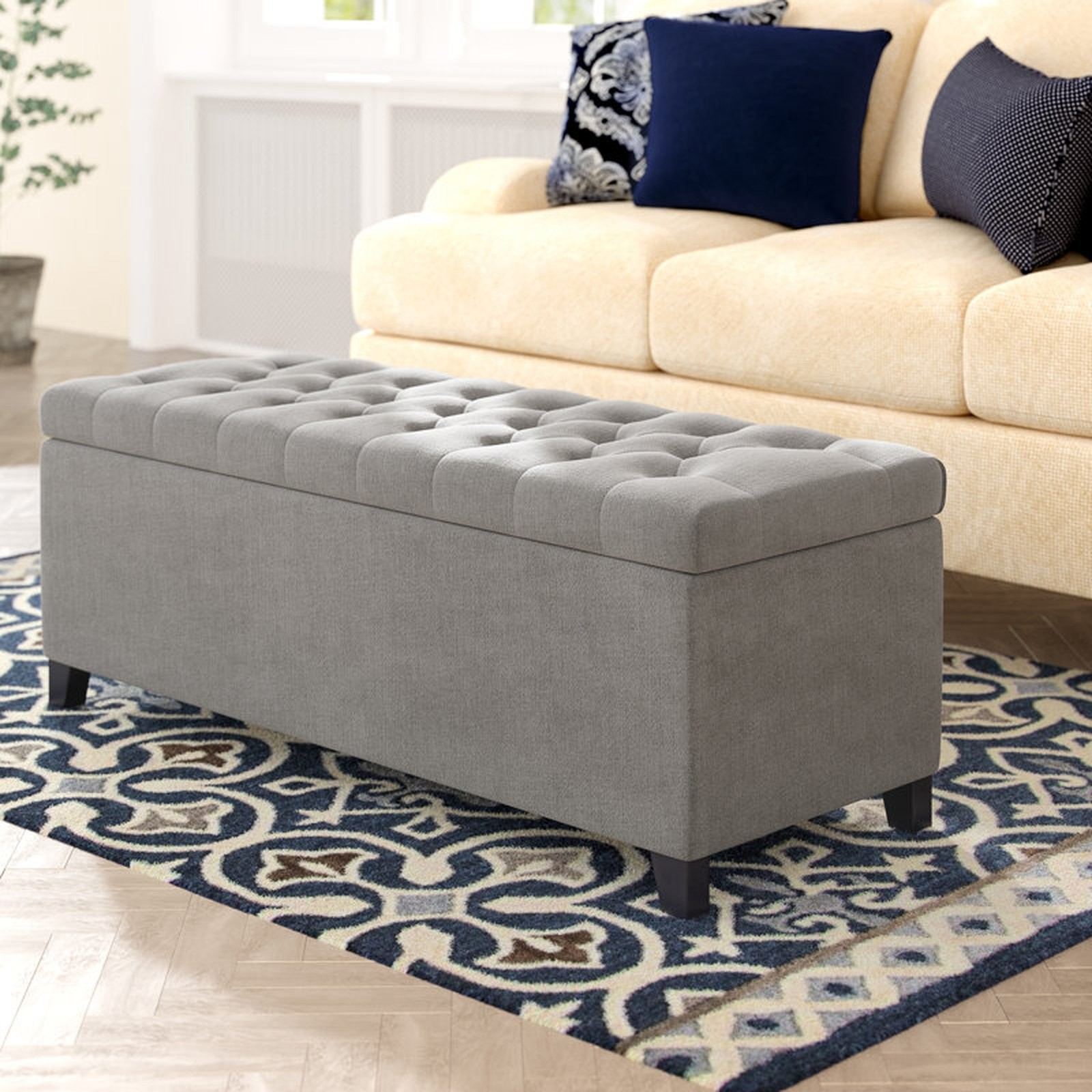 Three Posts Tufted Top Upholstered Storage Bench