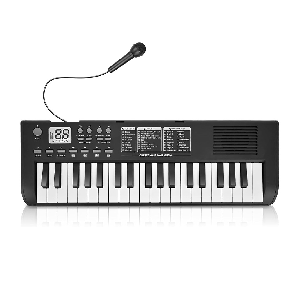 Kids 37 Key Electric Digital Piano Player + Mic Portable Music Keyboard Toy