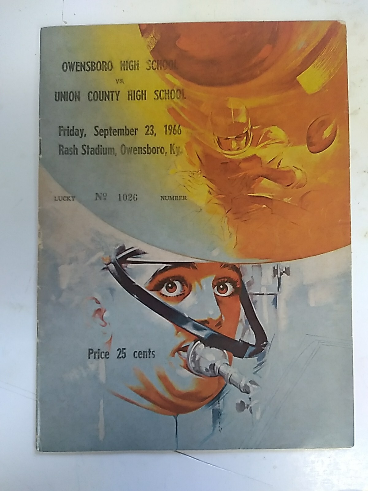 1966 Owensboro High School Vs. Union County High School Program Sept 23