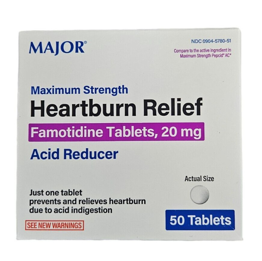 Major Heartburn Relief ACID REDUCER Tablets 50ct --