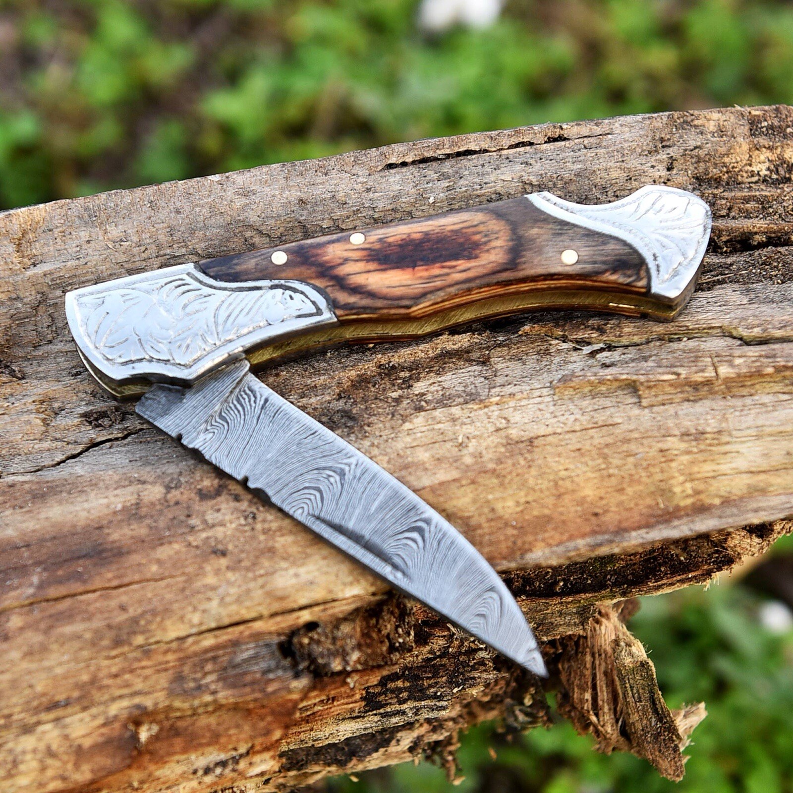 EDC Damascus Folding Blade Pocket Knife Hunting Survival Tactical Camping