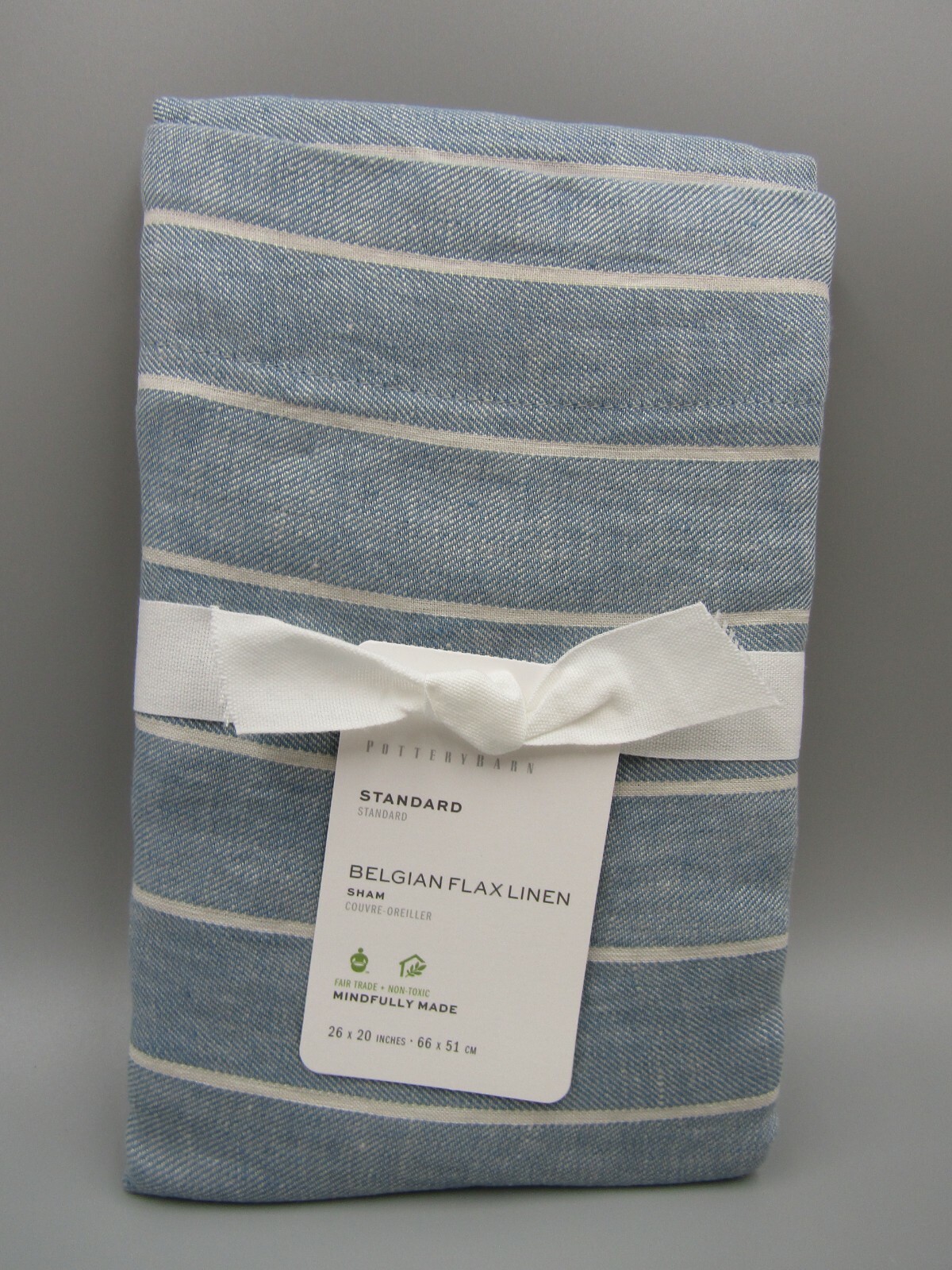 Pottery Barn Belgian Flax Linen Sham Stripe 9516D