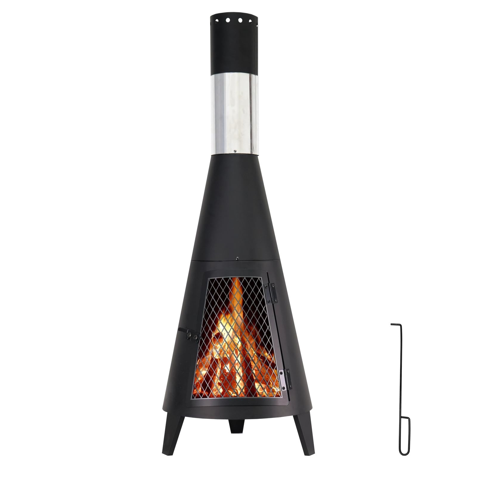 43inch Tall Chiminea Outdoor Fireplace Wood Burning for Backyard and Patio Wo...
