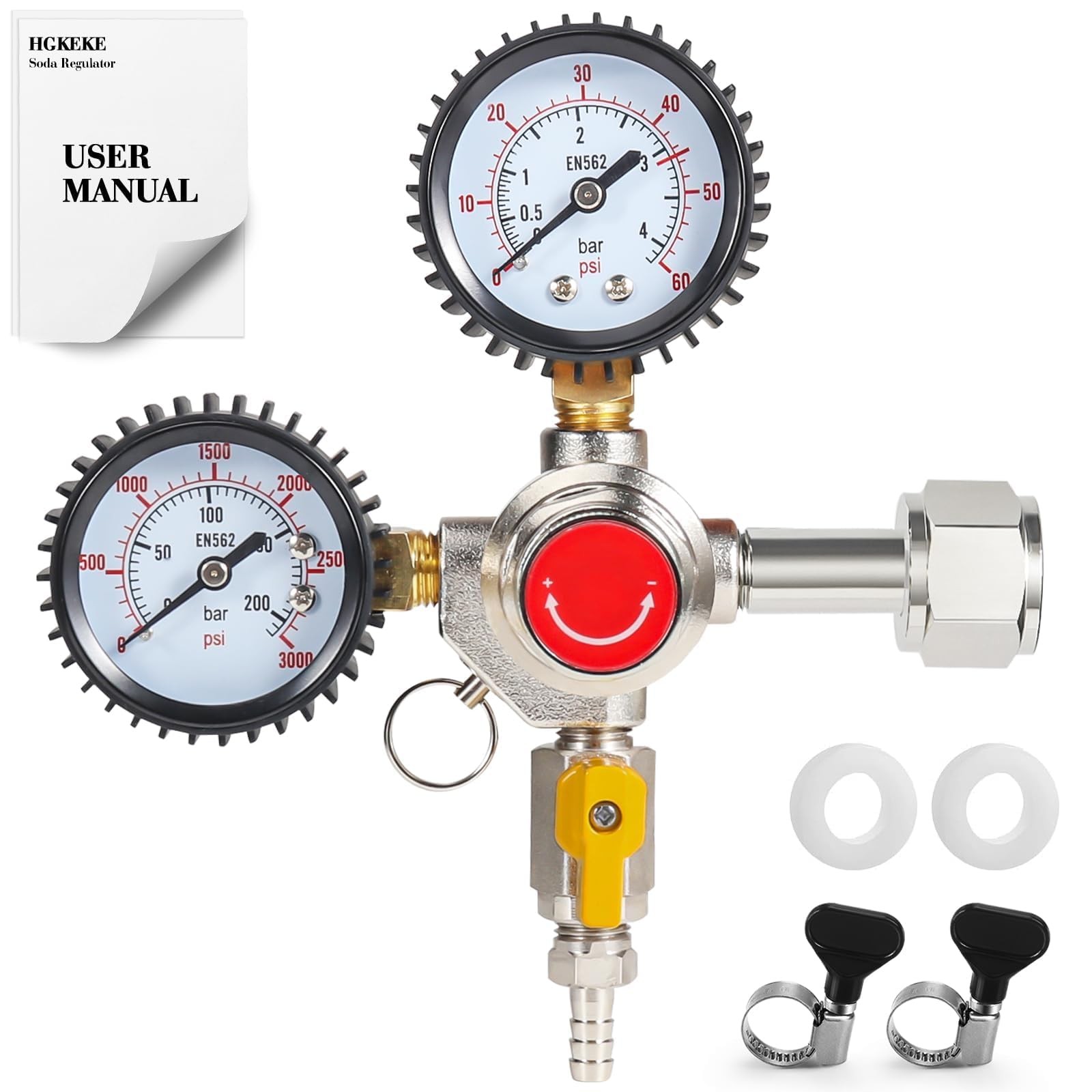 CO2 Regulator Draft Beer Regulator 60PSI Output Pressure Dual Stages Kegerato...