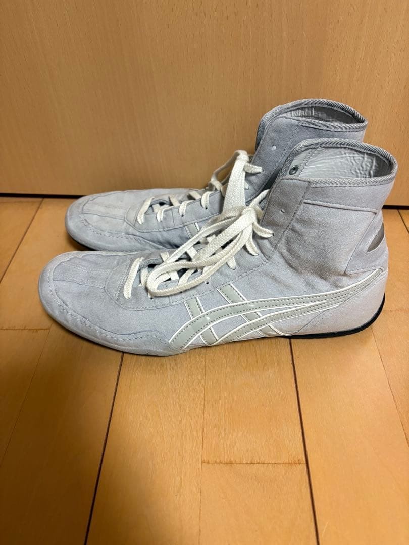 ASICS boxing shoes, gray, high-top, wrestling shoes 28.5cm
