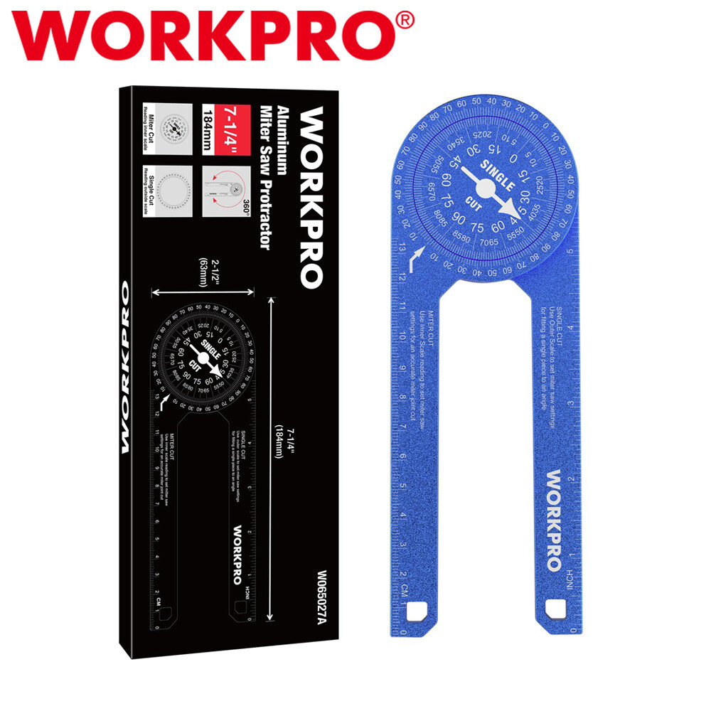WORKPRO Miter Saw Protractor 7.3-in Angle Finder Featuring Laser Engraved Scales