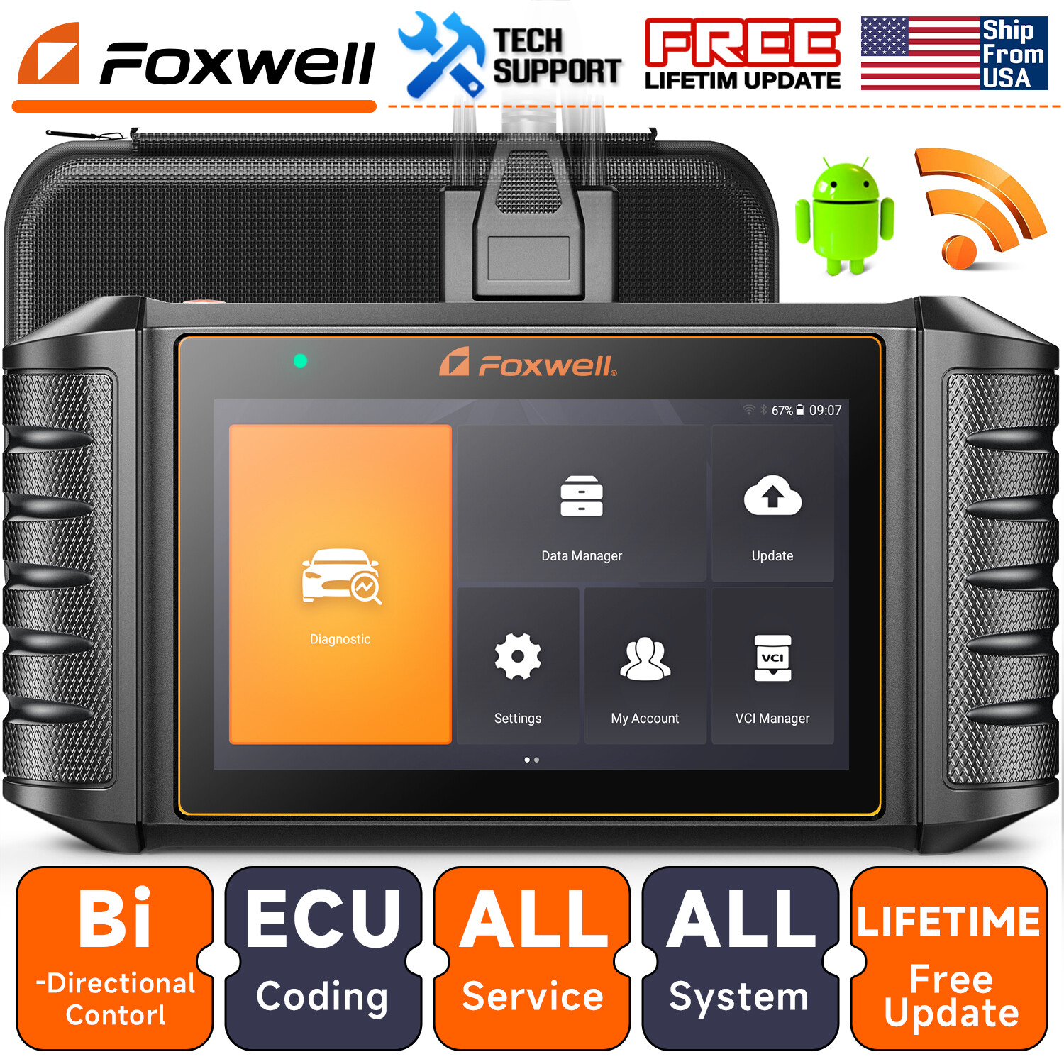 FOXWELL NT710 Bidirectional Car OBD2 Scanner Diagnostic E-CU Coding For Chrysler