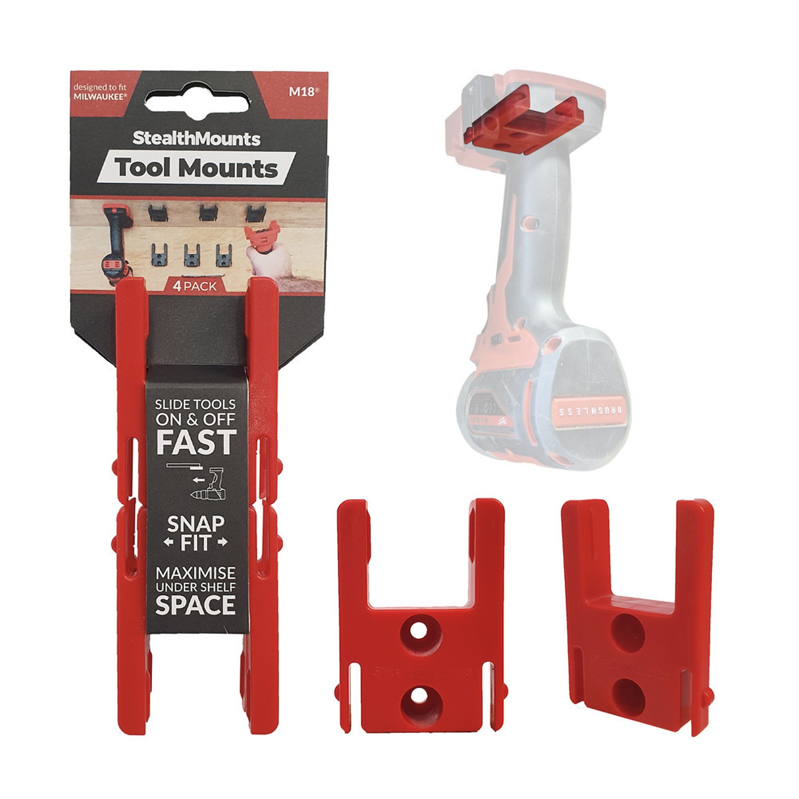Tool Mounts compatible with Milwaukee M18 (4 pack)