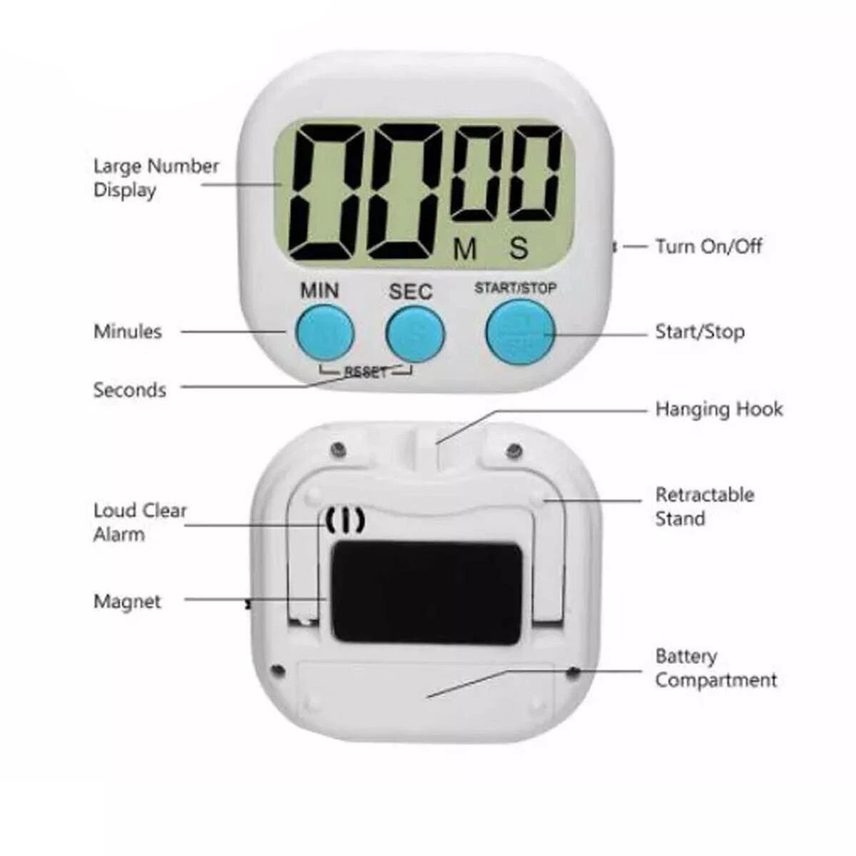 Multifunction LCD Digital Timer – Perfect for Gym, Cooking, Study & Office