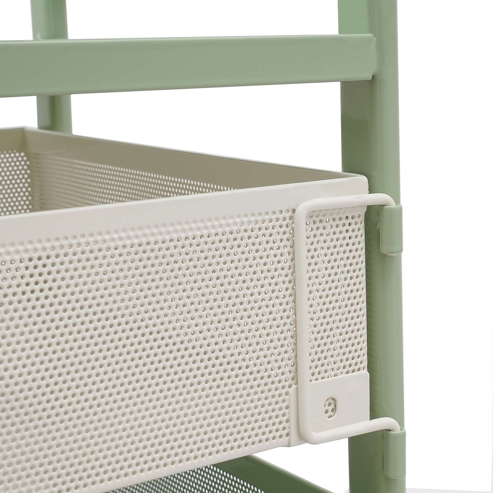 Rotating Storage Rack, Kitchen Organizer With Rotating Basket, Green+White