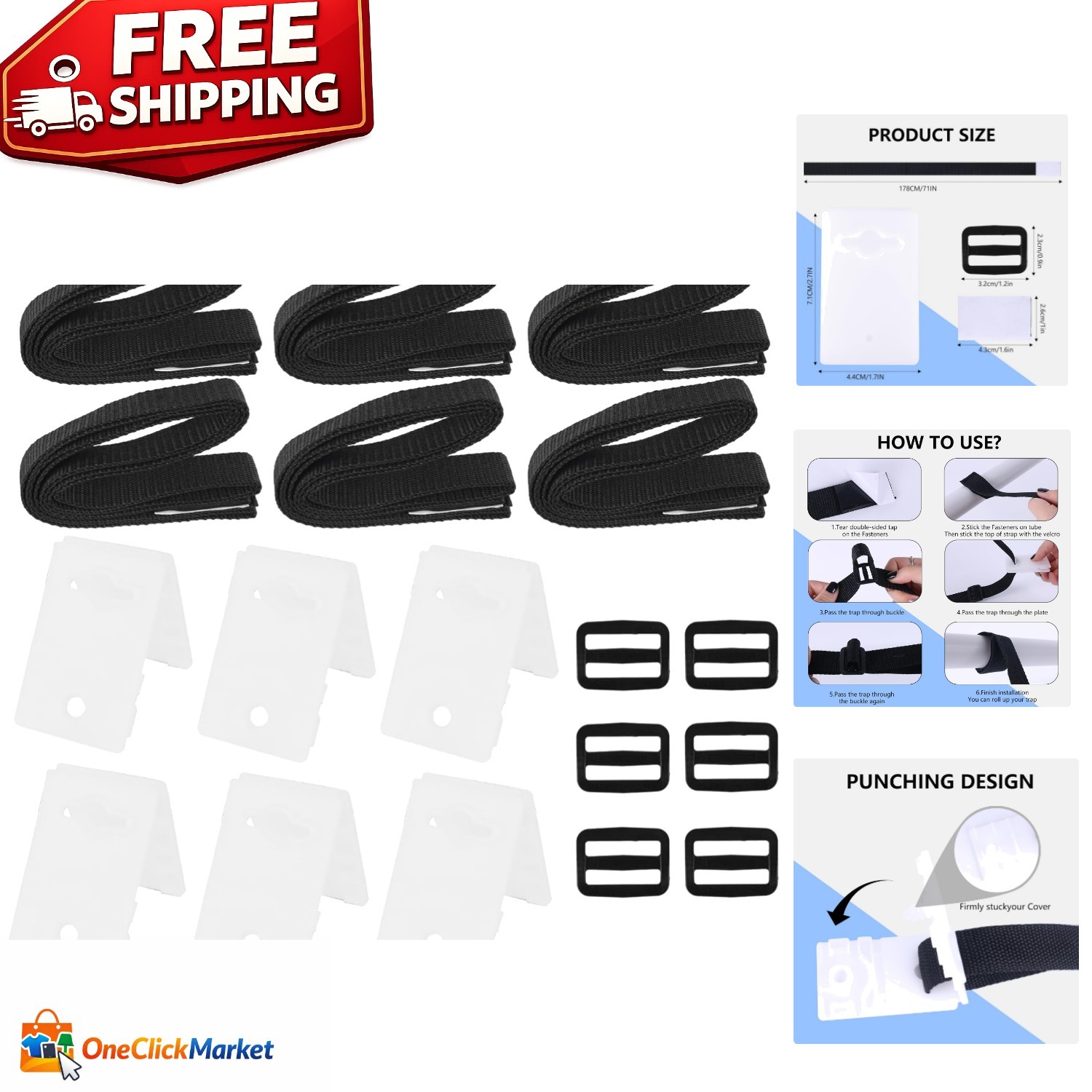 Complete Solar Cover Straps & Clips Kit - Easy Installation for Pool Covers