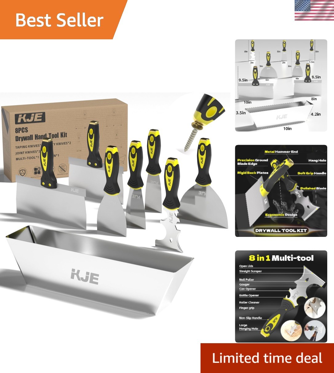 All-in-One 8PCS Drywall Finishing Tools for Pro-Level Repairs & Applications