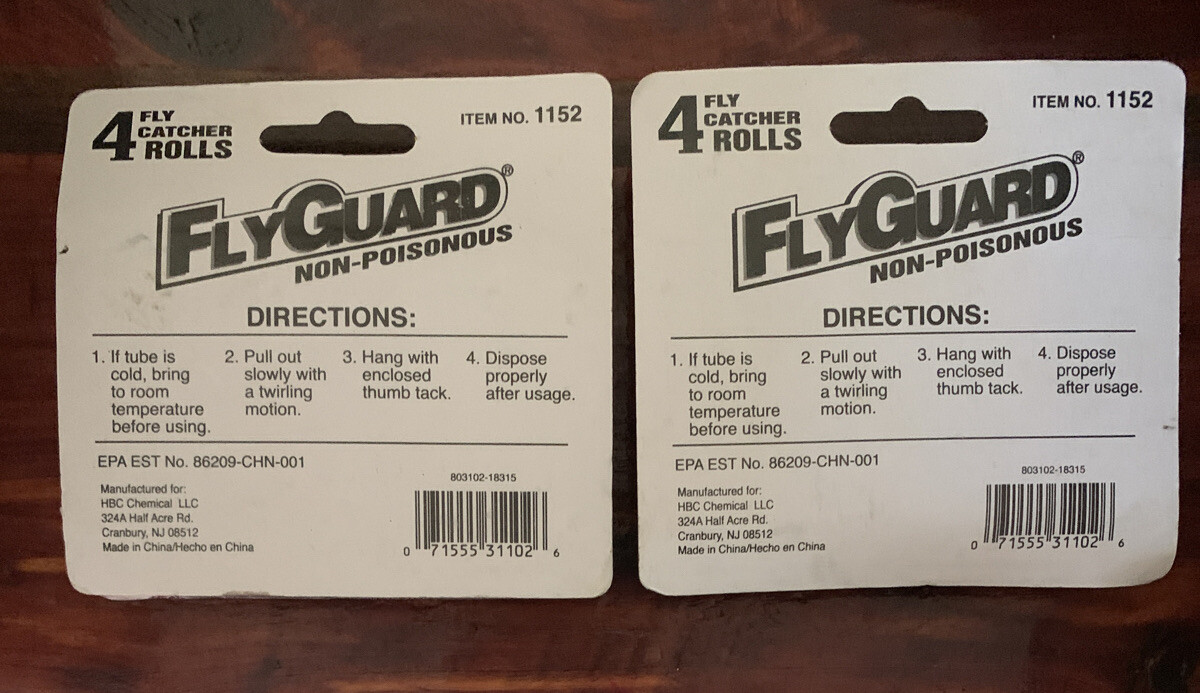 2 ~ Fly Guard Non-Poisonous (4/Pack) Disposable Rolls Insect Catcher # 1152