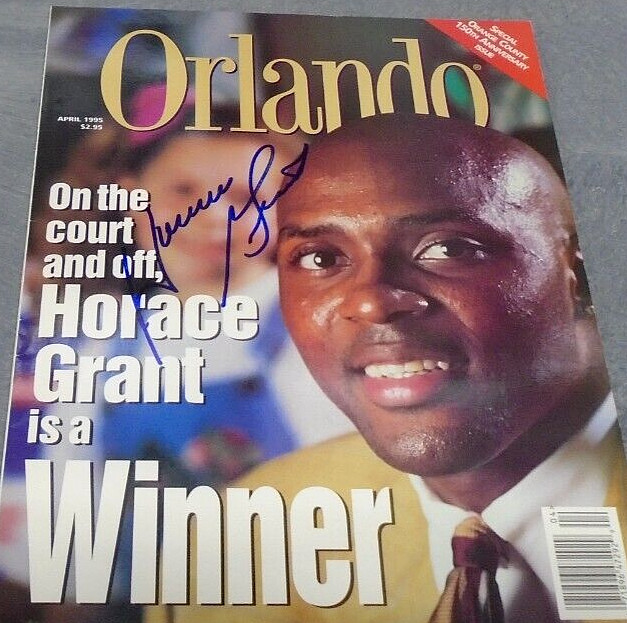 AUTOGRAPHED 1995 "ORLANDO" MAGAZINE ORLDO MAGIC HORACE GRANT SIGNED MAGAZINE NBA