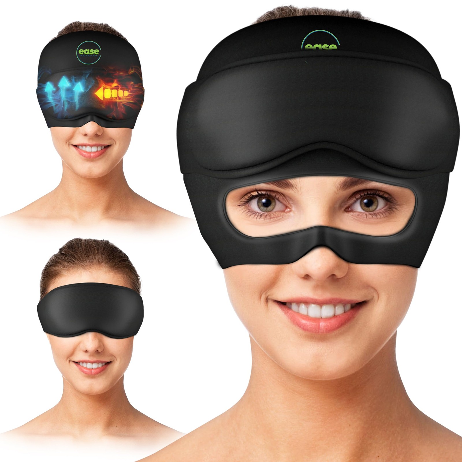 Headache Relief Cap - 2 in 1 Soothing Migraine Universal, Black