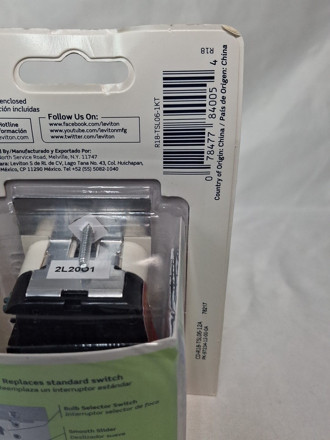 LEVITON TSL06-1KT Toggle Dimmer with Slider Switch Light Almond