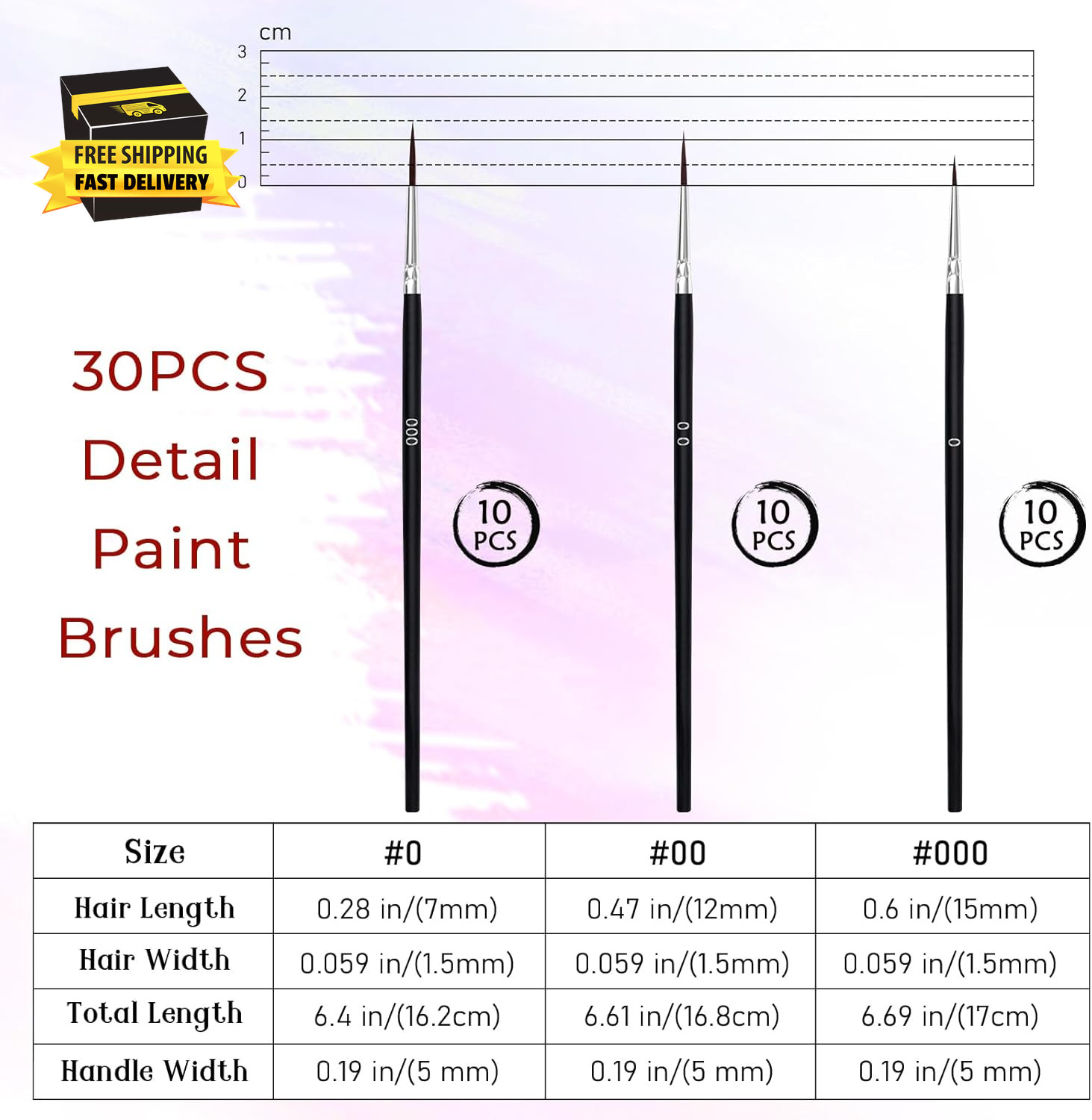 30 Pcs Tiny Detail Paint Brushes Set, Micro Small Paint Brush with 3 Sizes, Mini