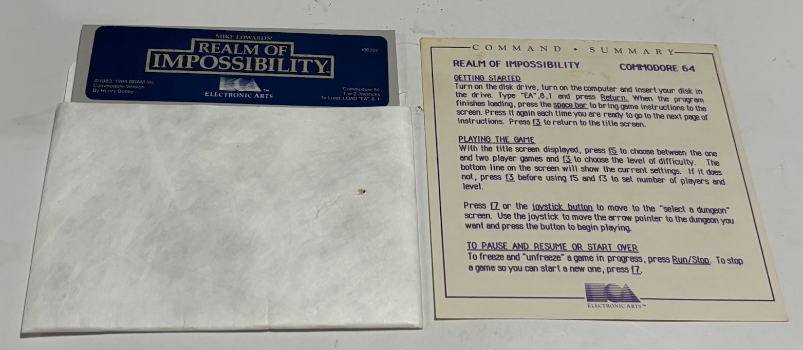 Commodore 64 Game - Realm of impossibility, Disk Only