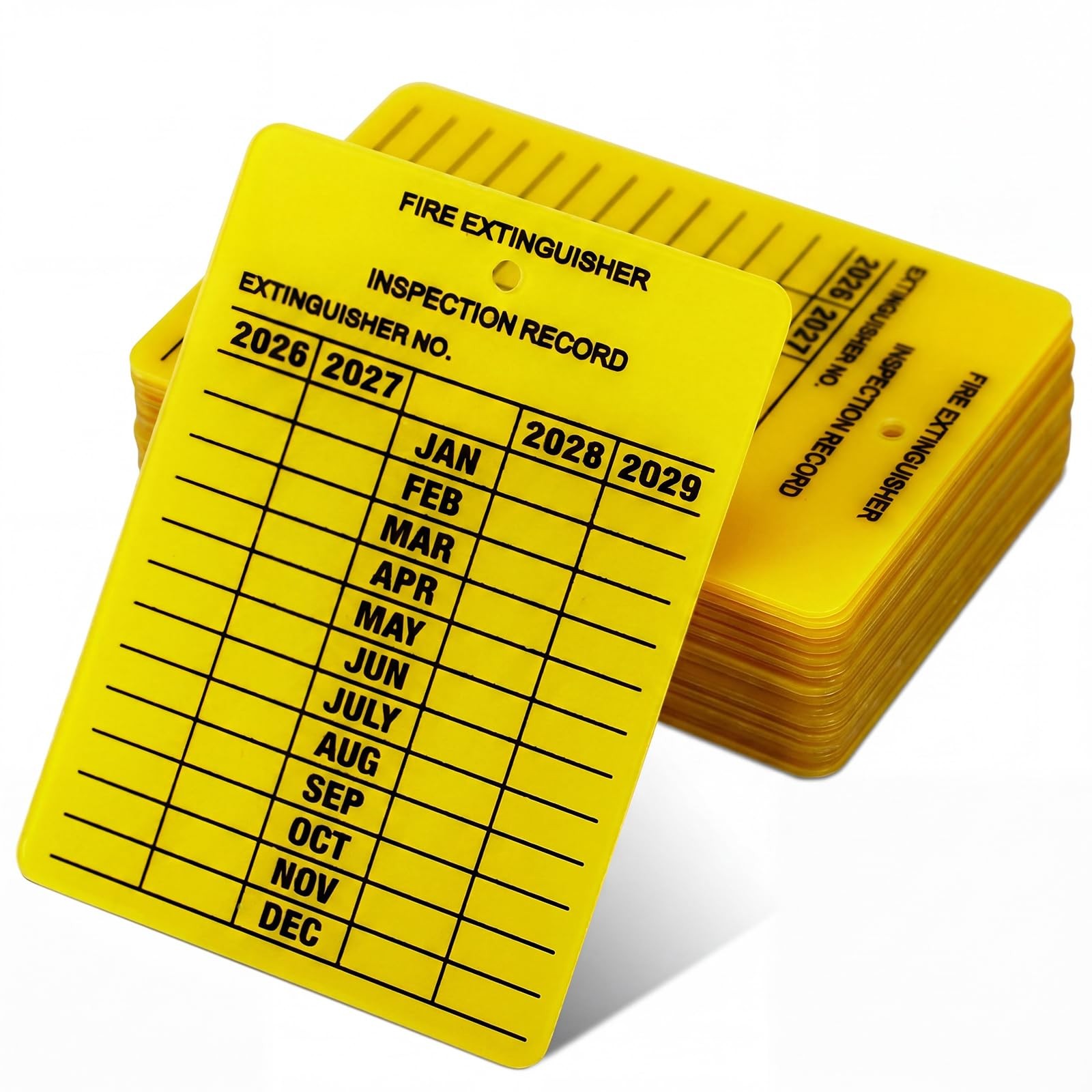 25 Pack Fire Extinguisher Tags Monthly Inspection Yellow Plastic 20262029 Dur...