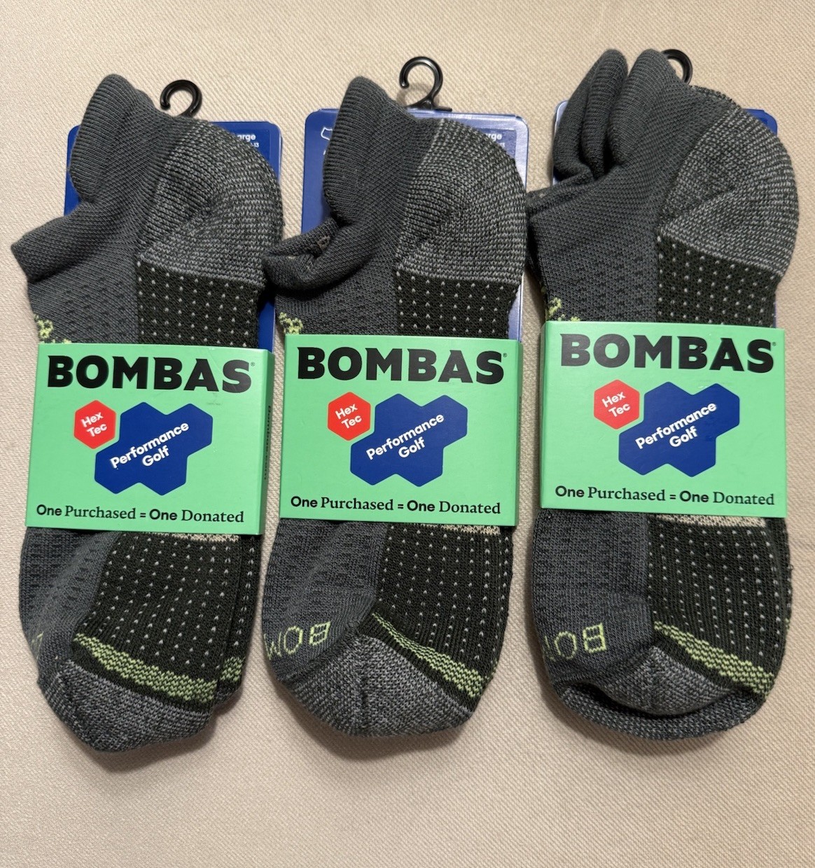 BOMBAS Performance Golf Socks Size L NEW 3 Pairs
