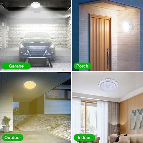 Solar Ceiling Light, Porch Ceiling Light with Remote, Dimmable Solar White